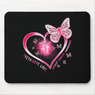 Rosa Butterfly Kor Faith Hope Kärlek Breast Cancer Musmatta