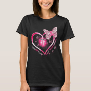 Rosa Butterfly Kor Faith Hope Kärlek Breast Cancer T Shirt