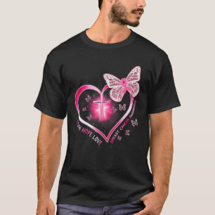 Rosa Butterfly Kor Faith Hope Kärlek Breast Cancer T Shirt