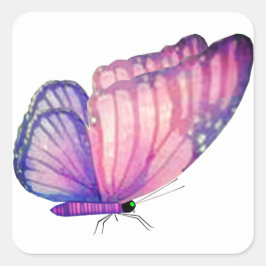 Rosa Butterfly-kuvert förseglingar Fyrkantigt Klistermärke