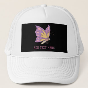 Rosa Butterfly Lägg till text utskriven vacker Sny Keps