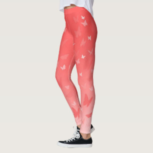 Rosa Butterfly Leggings Butterfly Stretchy Byxor