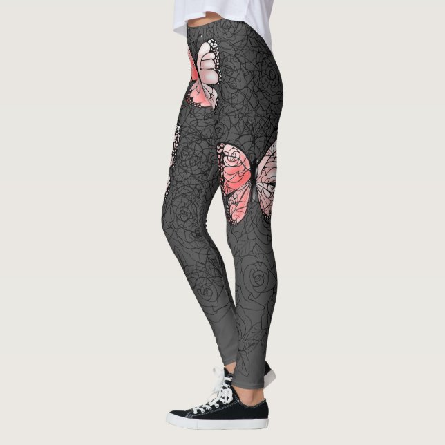Rosa Butterfly Leggings med Ro (Vänster)