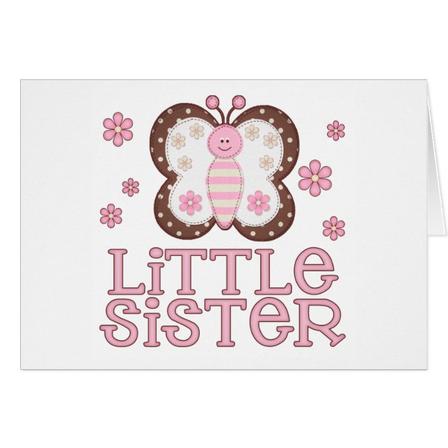 Rosa Butterfly Little Sister Blank Card OBS Kort (Framsidan Horizontal)