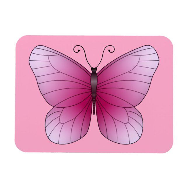 Rosa Butterfly Magnet (Horisontell)