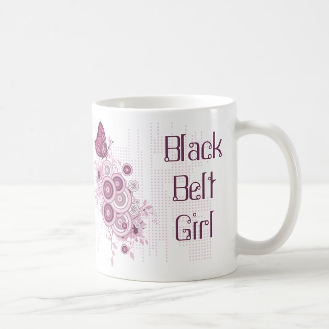 Rosa Butterfly Martial Arts Black Bälte Girl Kaffemugg (Höger)