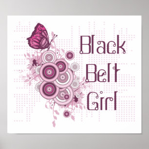 Rosa Butterfly Martial Arts Black Bälte Girl Poste Poster