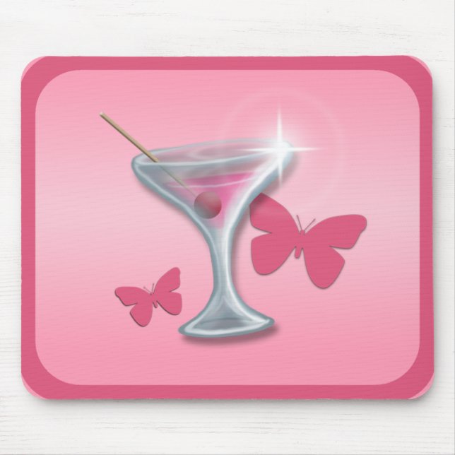 Rosa Butterfly Martini mousepad Musmatta (Framsidan)