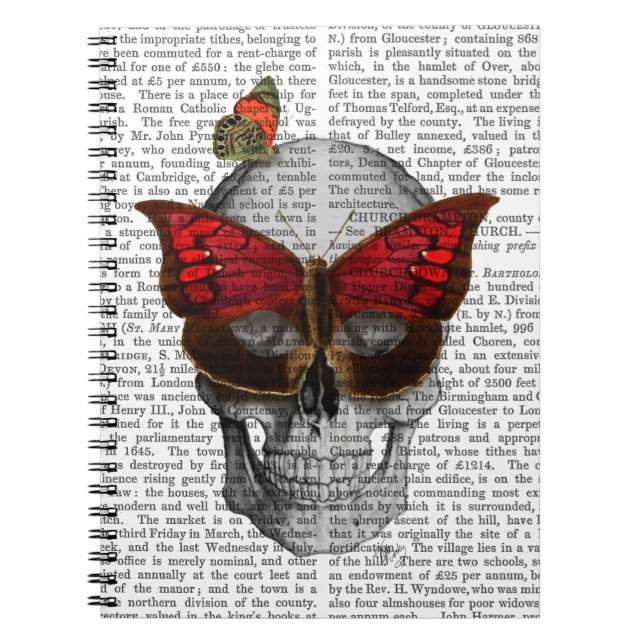 Rosa Butterfly Mask Skull Anteckningsbok (Framsidan)