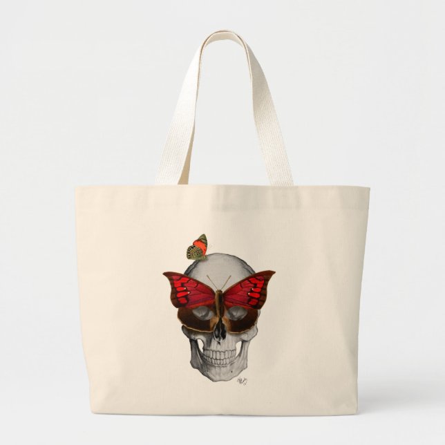 Rosa Butterfly Mask Skull Jumbo Tygkasse (Framsidan)