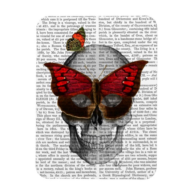 Rosa Butterfly Mask Skull Magnet (Vertikal)
