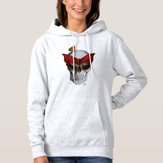 Rosa Butterfly Mask Skull T-shirt (Framsida)