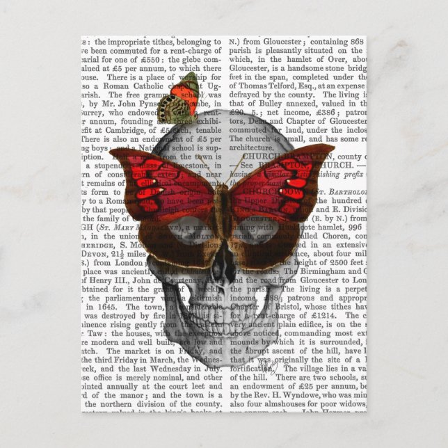 Rosa Butterfly Mask Skull Vykort (Framsida)