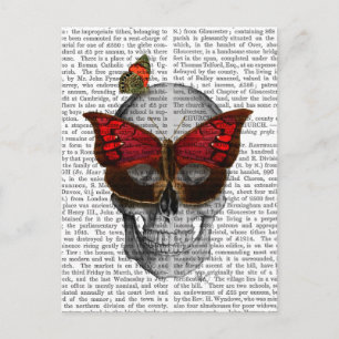 Rosa Butterfly Mask Skull Vykort