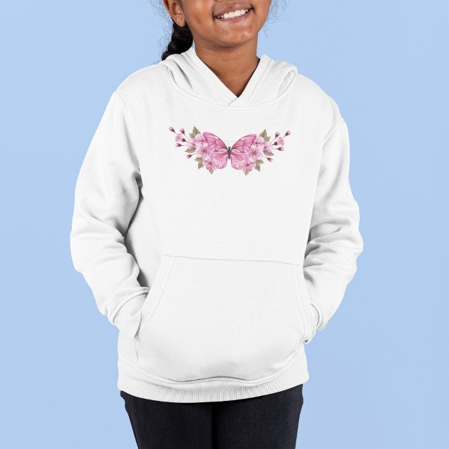 Rosa Butterfly med Sakura T Shirt (Pink Butterfly with Sakura)