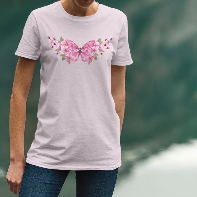 Rosa Butterfly med Sakura T Shirt (Skapare uppladdad)