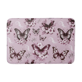 Rosa Butterfly Mönster Badrumsmatta