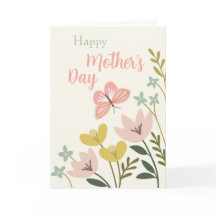 Rosa Butterfly Mors dag Card