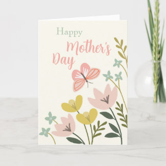 Rosa Butterfly Mors dag Card Tack Kort