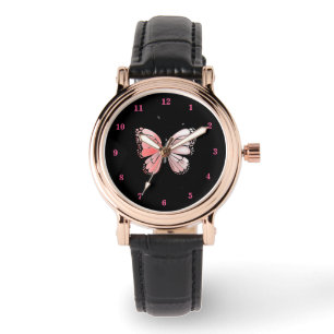 Rosa Butterfly och Ro Art Armbandsur