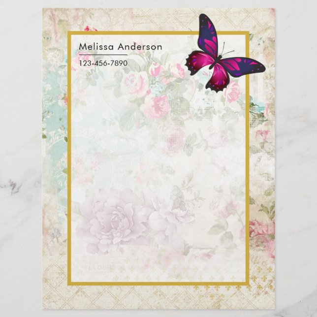 Rosa Butterfly och Shabby Vintage Ro (Framsida)