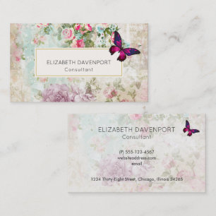 Rosa Butterfly och Shabby Vintage Ro Visitkort