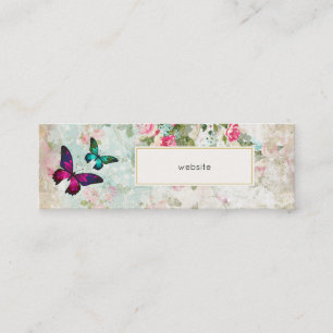 Rosa Butterfly och Shabby Vintage Ro webbplats Mini Visitkort