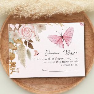 Rosa Butterfly Pampas Grass Bohemian Baby Shower Tilläggskort