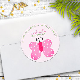 Rosa Butterfly Party Favor Tack Stickers Runt Klistermärke