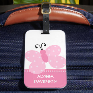 Rosa Butterfly Personlig Bagagebricka