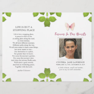 Rosa Butterfly Photo Funeral Memorial Program