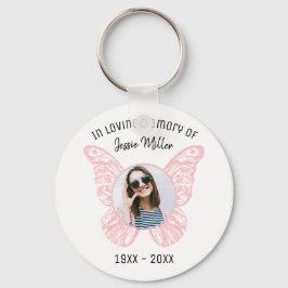 Rosa Butterfly Photo Memorial Keychain Nyckelring