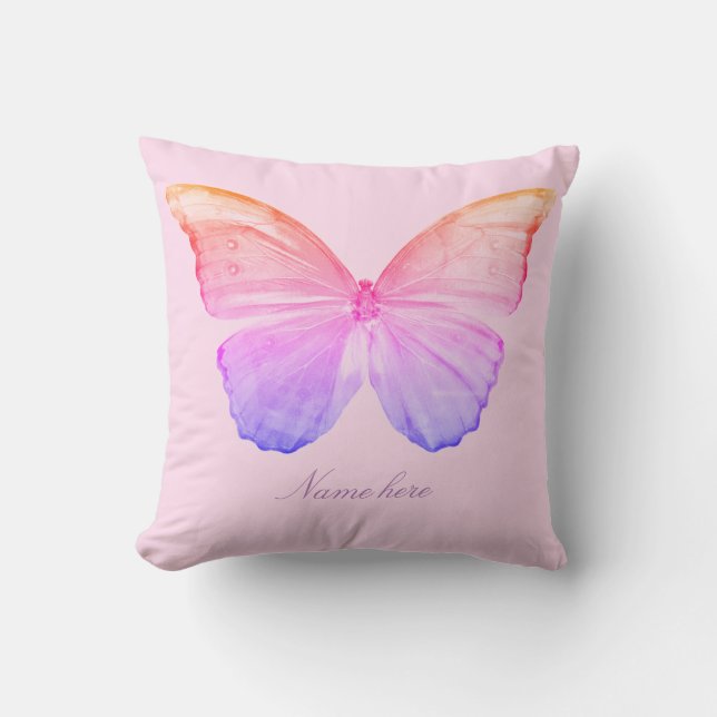 Rosa Butterfly Pillow Kudde (Framsida)