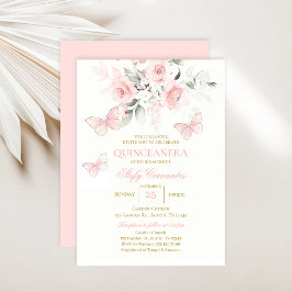 Rosa Butterfly Quinceañera Inbjudningar