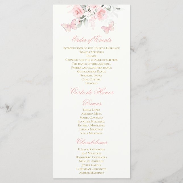 Rosa Butterfly Quinceañera Program (Framsida)