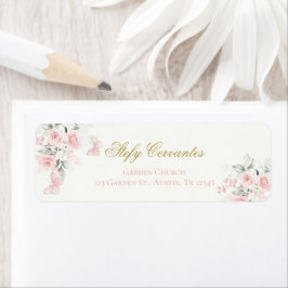 Rosa Butterfly Quinceañera Returadress Etikett