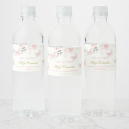 Rosa Butterfly Quinceañera Vattenflaskor Etikett