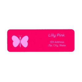 rosa butterfly returadress etikett