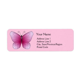Rosa Butterfly Returetiketters Returadress Etikett