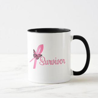 Rosa Butterfly Ribbon - Bröstcancer överlevande Mugg