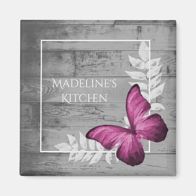 Rosa Butterfly Rustic Magnet (Framsidan)