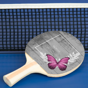 Rosa Butterfly Rustic Ping Pong Paddle Pingisracket