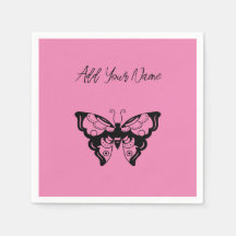 Rosa Butterfly - Skapa dina egna (CYO) Napkins
