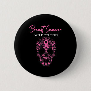 Rosa Butterfly Skull Breast Cancer Awareness Hallo Knapp