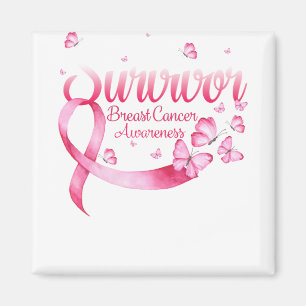 Rosa Butterfly Survivor Breast Cancer Awareness Magnet