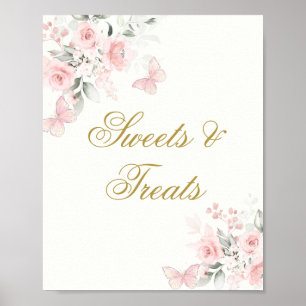 Rosa Butterfly Sweets and Treats Quinceañera-tecke Poster
