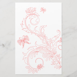 Rosa Butterfly Swirls Brevpapper