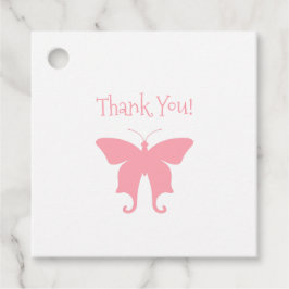 Rosa Butterfly Tack Gåvor Etiketter