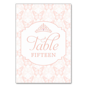 Rosa Butterfly Tiara Sweet 15 Bordsnummer