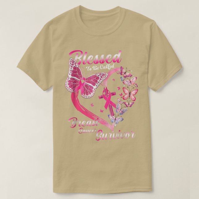 Rosa Butterfly välsignad för att kallas bröstcance T Shirt (Design framsida)